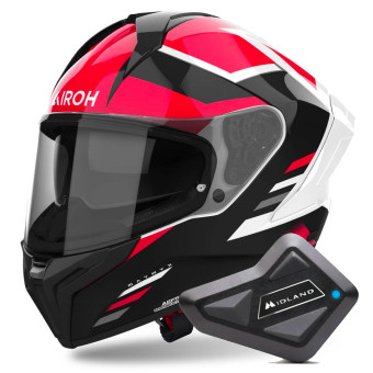Full Face Airoh Matryx Throne Red + Kit Bluetooth BT Mini