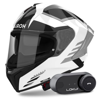 Full Face Airoh Matryx Throne White + Kit Bluetooth Lokui K30