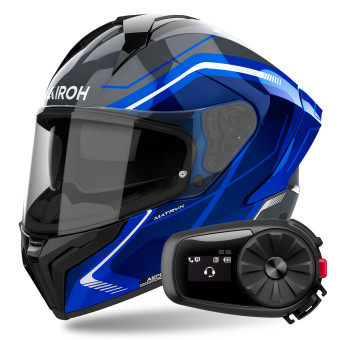 Full Face Airoh Matryx Wide Blue + Kit Bluetooth 5S Solo