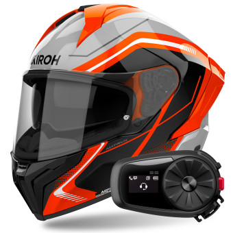 Full Face Airoh Matryx Wide Orange + Kit Bluetooth 5S Solo