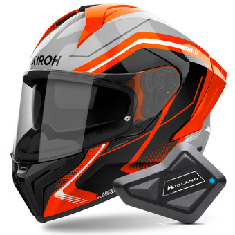 Full Face Airoh Matryx Wide Orange + Kit Bluetooth BT Mini