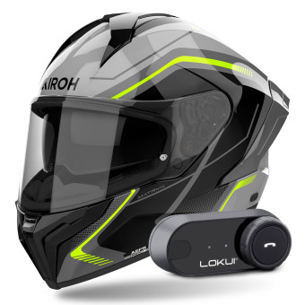 Full Face Airoh Matryx Wide Yellow + Kit Bluetooth Lokui K30
