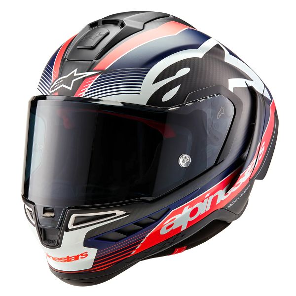 Full Face Alpinestars Supertech R10 Team Black Carbon Red Fluo Blue Matt
