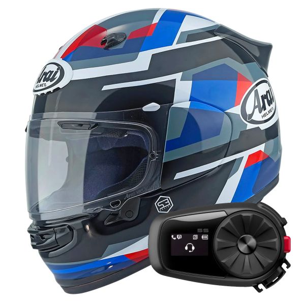 Full Face Arai Quantic Abstract Blue White Black + Kit Bluetooth 5S Solo Full Face Arai Quantic Abstract Blue White Black + Kit Bluetooth 5S Solo
