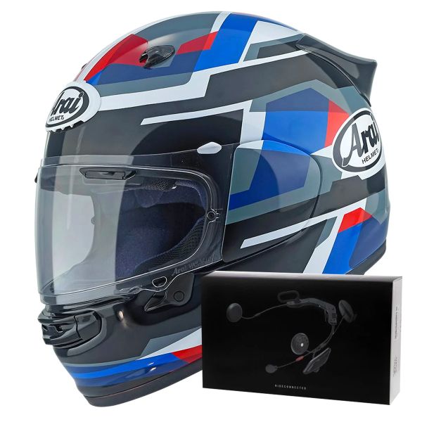 Full Face Arai Quantic Abstract Blue White Black + Kit bluetooth ACS10 Full Face Arai Quantic Abstract Blue White Black + Kit bluetooth ACS10