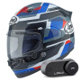 Casque Full Face Arai Quantic Abstract Blue White Black + Kit Bluetooth Lokui K30