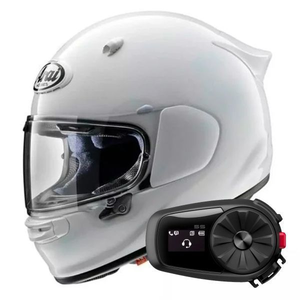 Full Face Arai Quantic Diamond White + Kit Bluetooth 5S Solo Full Face Arai Quantic Diamond White + Kit Bluetooth 5S Solo