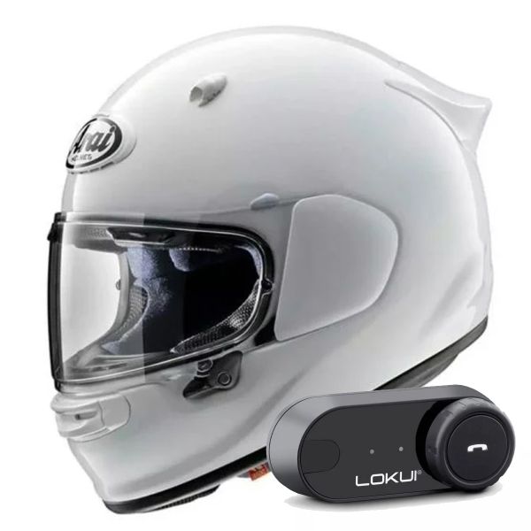 Full Face Arai Quantic Diamond White + Kit Bluetooth Lokui K30