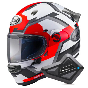 Full Face Arai Quantic Face Red + Kit Bluetooth BT Mini