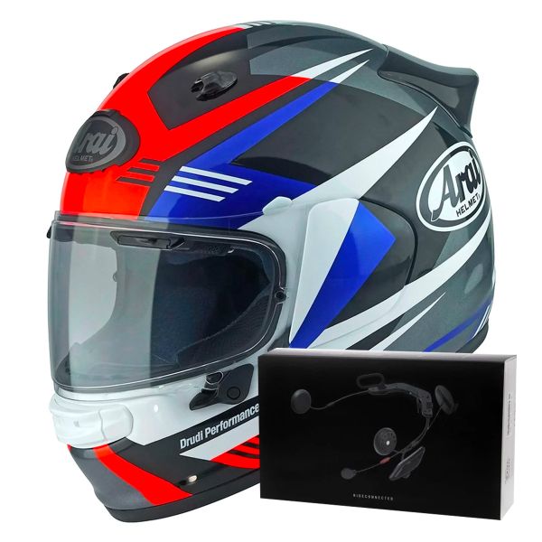Full Face Arai Quantic Mark Red Blue Black + Kit bluetooth ACS10 Full Face Arai Quantic Mark Red Blue Black + Kit bluetooth ACS10