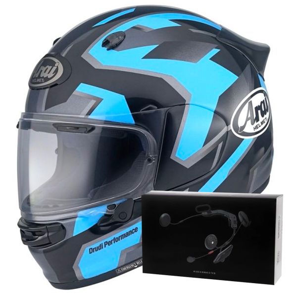 Full Face Arai Quantic Robotic Blue + Kit bluetooth ACS10