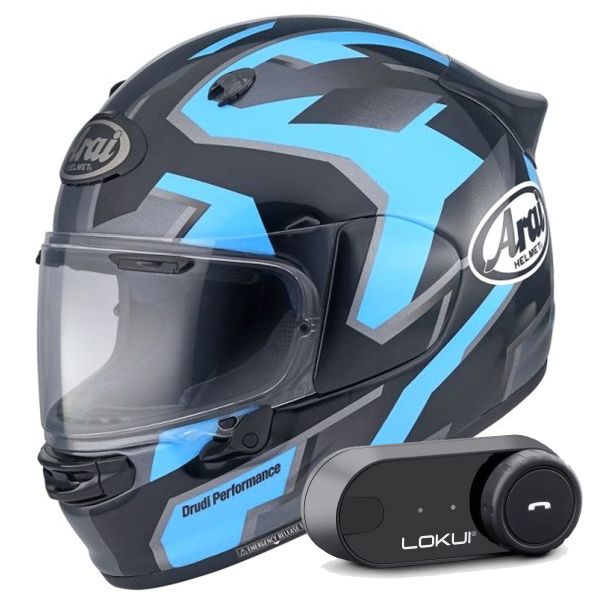 Full Face Arai Quantic Robotic Blue + Kit Bluetooth Lokui K30