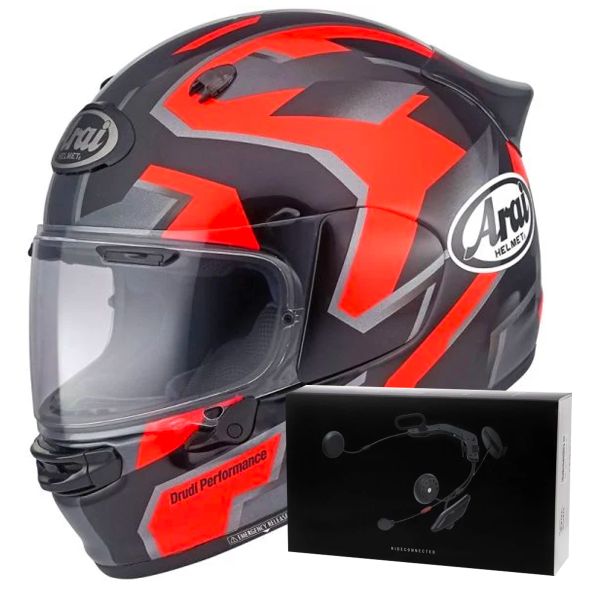 Full Face Arai Quantic Robotic Red + Kit bluetooth ACS10