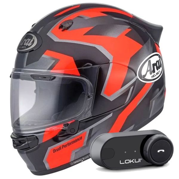 Full Face Arai Quantic Robotic Red + Kit Bluetooth Lokui K30
