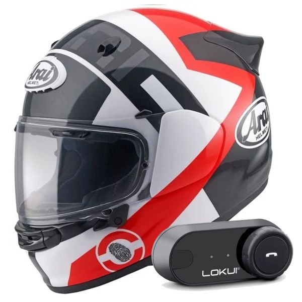 Full Face Arai Quantic Space Red + Kit Bluetooth Lokui K30
