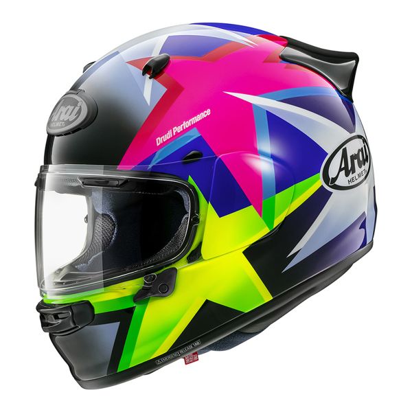 Full Face Arai Quantic Star Blue Pink Yellow Full Face Arai Quantic Star Blue Pink Yellow