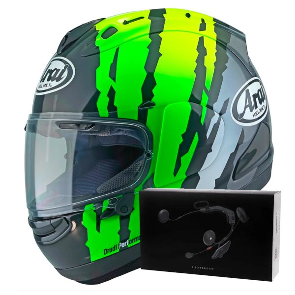 Full Face Arai RX-7V Evo Blade Yellow Green Black + Kit bluetooth ACS10 Full Face Arai RX-7V Evo Blade Yellow Green Black + Kit bluetooth ACS10