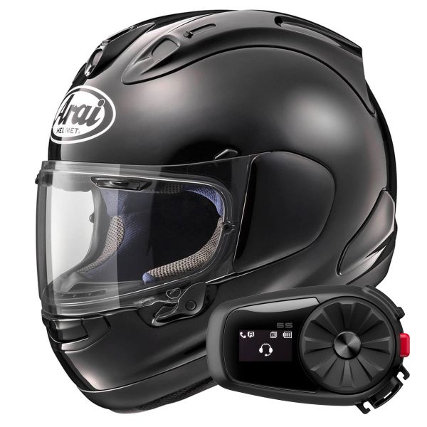 Full Face Arai RX-7V Evo Diamond Black + Kit Bluetooth 5S Solo Full Face Arai RX-7V Evo Diamond Black + Kit Bluetooth 5S Solo
