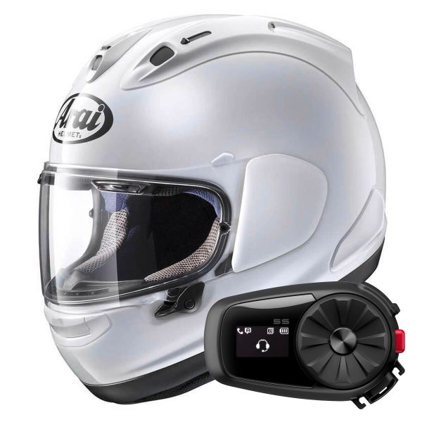 Full Face Arai RX-7V Evo Diamond White + Kit Bluetooth 5S Solo Full Face Arai RX-7V Evo Diamond White + Kit Bluetooth 5S Solo