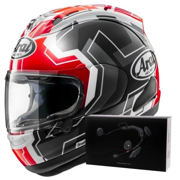 Full Face Arai RX-7V Evo JR65 Red + Kit bluetooth ACS10