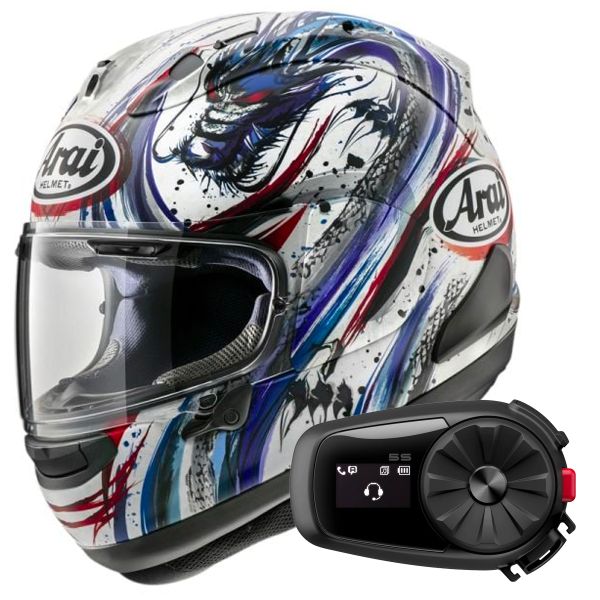 Full Face Arai RX-7V Evo Kiyo Trico Replica + Kit Bluetooth 5S Solo Full Face Arai RX-7V Evo Kiyo Trico Replica + Kit Bluetooth 5S Solo