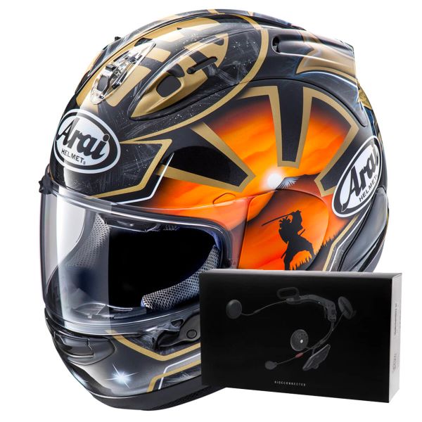 Full Face Arai RX-7V Evo Pedrosa Spirit Gold + Kit bluetooth ACS10