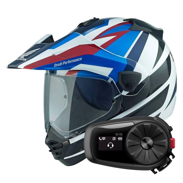 Full Face Arai Tour-X5 Africa Twin Blue White Black + Kit Bluetooth 5S Solo Full Face Arai Tour-X5 Africa Twin Blue White Black + Kit Bluetooth 5S Solo