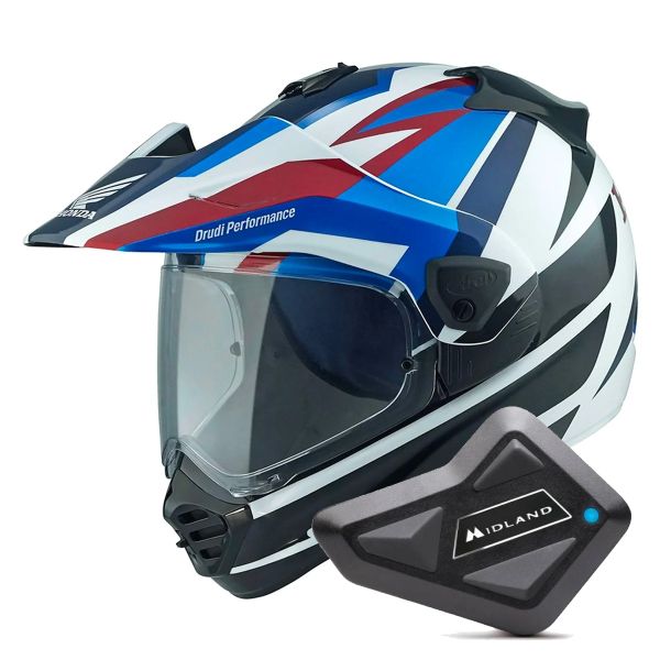 Full Face Arai Tour-X5 Africa Twin Blue White Black + Kit Bluetooth BT Mini Full Face Arai Tour-X5 Africa Twin Blue White Black + Kit Bluetooth BT Mini