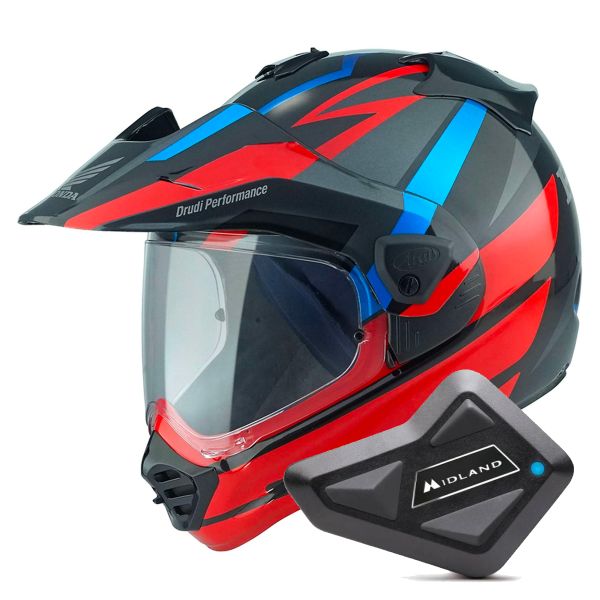 Full Face Arai Tour-X5 Africa Twin Red Black Blue + Kit Bluetooth BT Mini Full Face Arai Tour-X5 Africa Twin Red Black Blue + Kit Bluetooth BT Mini