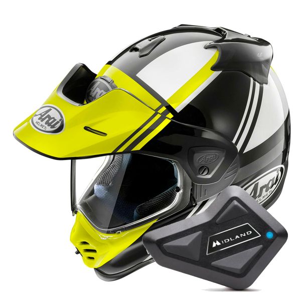 Full Face Arai Tour-X5 Cosmic Neon Yellow White Black + Kit Bluetooth BT Mini Full Face Arai Tour-X5 Cosmic Neon Yellow White Black + Kit Bluetooth BT Mini