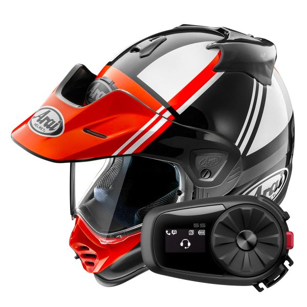 Full Face Arai Tour-X5 Cosmic Red White Black + Kit Bluetooth 5S Solo Full Face Arai Tour-X5 Cosmic Red White Black + Kit Bluetooth 5S Solo
