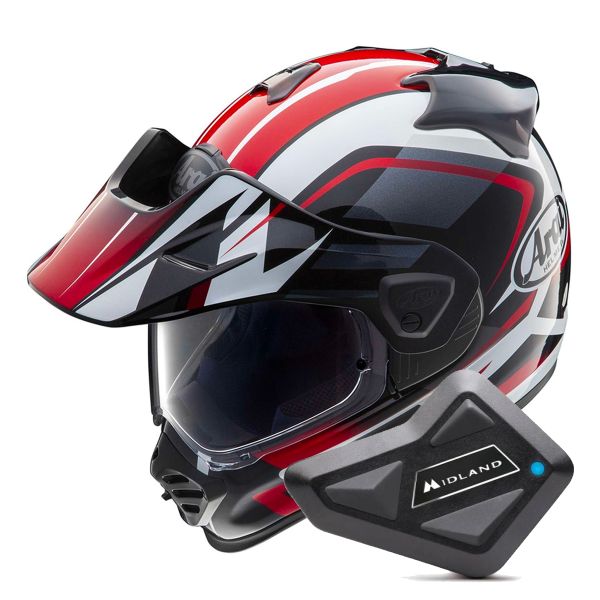 Full Face Arai Tour-X5 Discovery White Red Black + Kit Bluetooth BT Mini