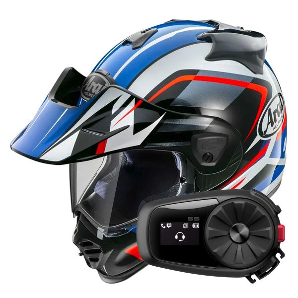Full Face Arai Tour-X5 Discovery White Red Blue + Kit Bluetooth 5S Solo Full Face Arai Tour-X5 Discovery White Red Blue + Kit Bluetooth 5S Solo