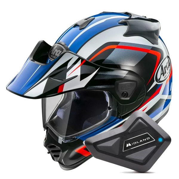 Full Face Arai Tour-X5 Discovery White Red Blue + Kit Bluetooth BT Mini Full Face Arai Tour-X5 Discovery White Red Blue + Kit Bluetooth BT Mini