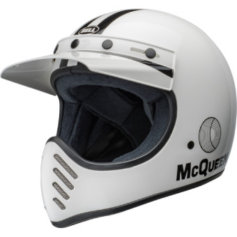 Full Face Bell Moto-3 Steve Mcqueen Stripes White Black