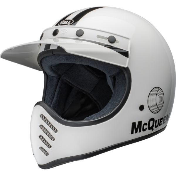 Full Face Bell Moto-3 Steve Mcqueen Stripes White Black