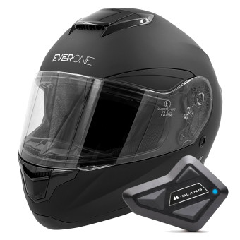 Full Face Everone X92RS Matt Black + Kit Bluetooth BT Mini
