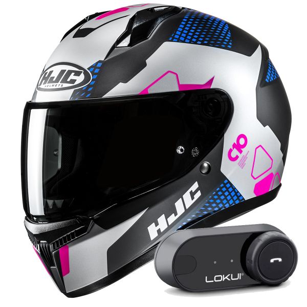 Full Face HJC C10 Aspa MC28SF + Kit Bluetooth Lokui K30