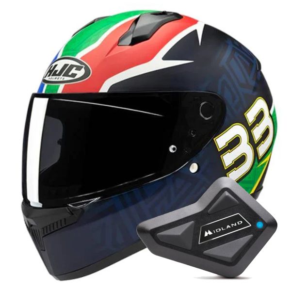 Full Face HJC C10 Brad Binder 33 + Kit Bluetooth BT Mini