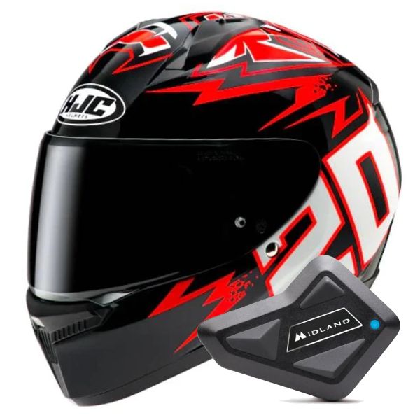 Full Face HJC C10 Diablo Mask Quartararo + Kit Bluetooth BT Mini Full Face HJC C10 Diablo Mask Quartararo + Kit Bluetooth BT Mini