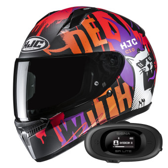 Full Face HJC C10 Fop MC7SF + Kit bluetooth 5R Lite