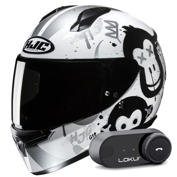 Full Face HJC C10 Geti MC10 + Kit Bluetooth Lokui K30