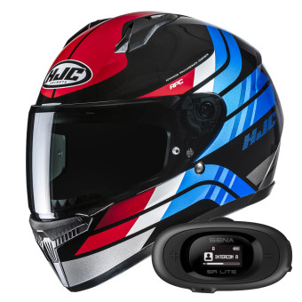 Full Face HJC C10 Hiper MC21 + Kit bluetooth 5R Lite Solo