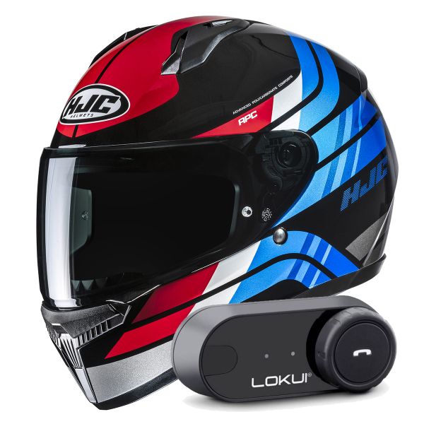 Full Face HJC C10 Hiper MC21 + Kit Bluetooth Lokui K30