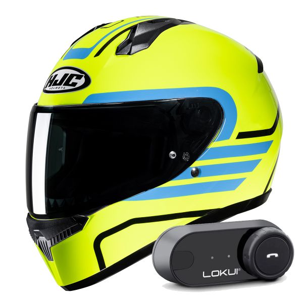 Full Face HJC C10 Lito MC3H + Kit Bluetooth Lokui K30