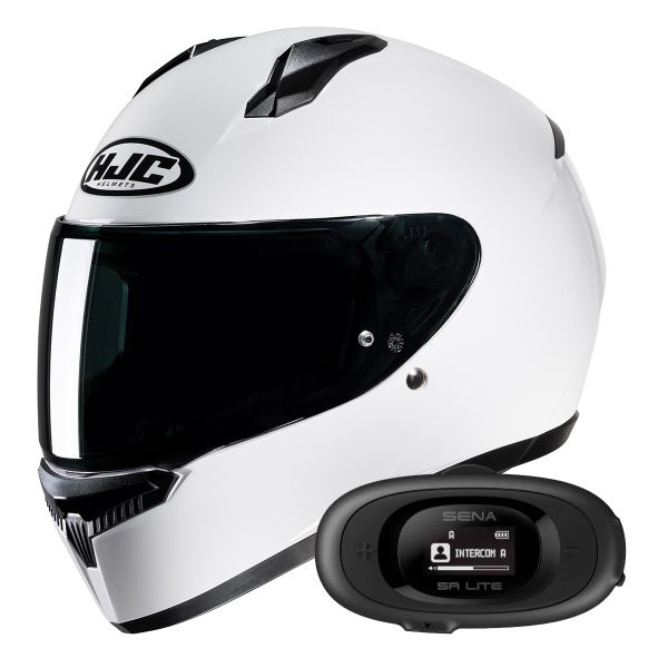 Full Face HJC C10 White + Kit bluetooth 5R Lite Full Face HJC C10 White + Kit bluetooth 5R Lite