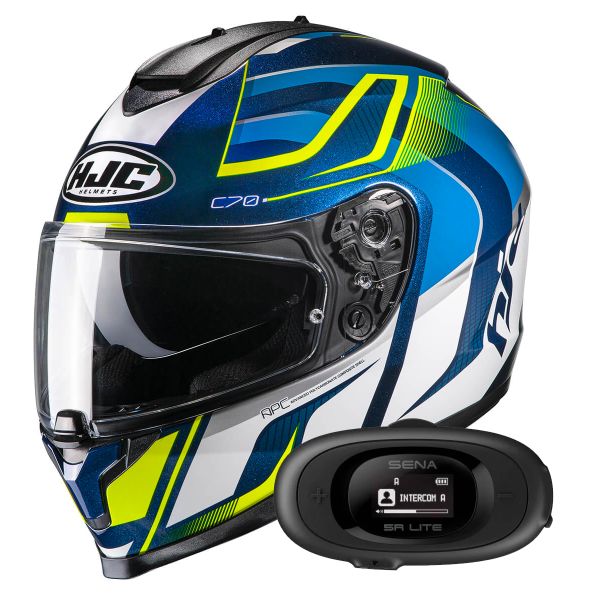 Full Face HJC C70 Lantic MC3H + Kit bluetooth 5R Lite