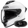 Casque Full Face HJC C71 Pearl White + Kit bluetooth 5R Lite Solo