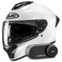 Casque Full Face HJC C71 Pearl White + Kit Bluetooth Lokui K30