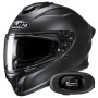 Casque Full Face HJC C71 Semi Flat Black + Kit bluetooth 5R Lite Solo